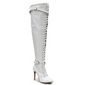 Omani Size Inclusive - White Vegan Patent - Street Sole - Thigh Variant Four