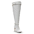 Omani Size Inclusive - White Vegan Patent - Street Sole - Thigh Variant Six