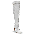 Omani Size Inclusive - White Vegan Patent - Street Sole - Thigh Variant Three