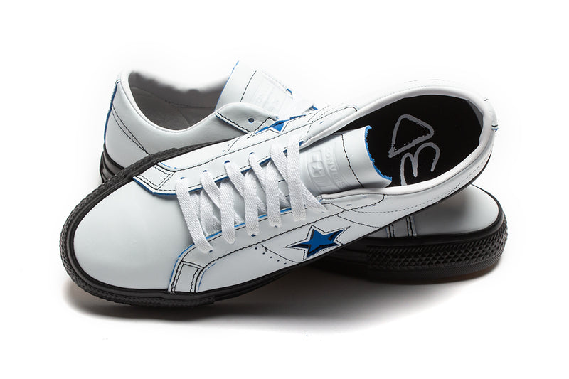 Converse | One Star Pro Ox Style # A07308C Color : White / Black / Kinetic Blue