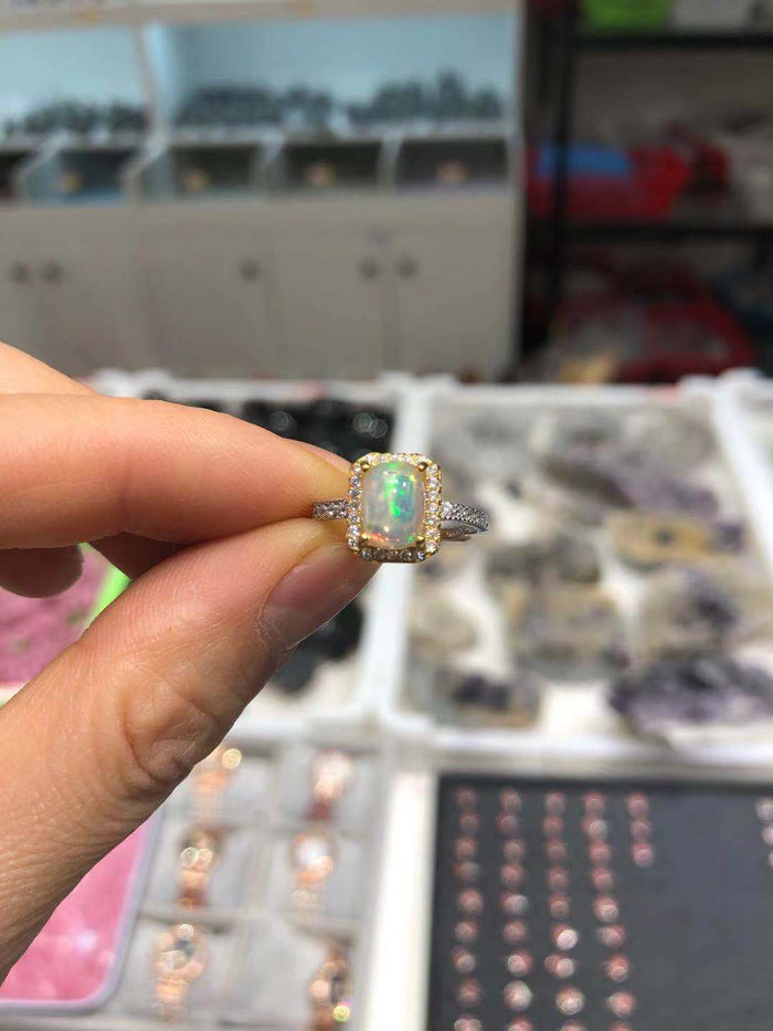 Opal silver ring