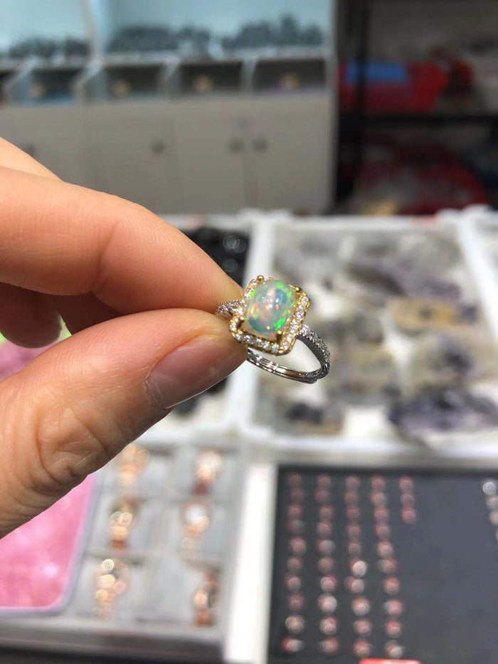 Opal silver ring
