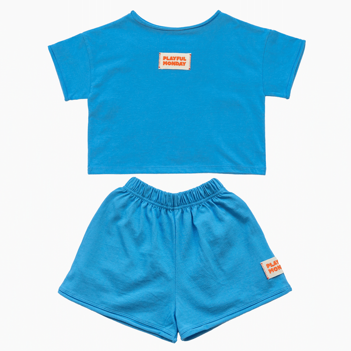 Organic Play Set — Short Sleeve + Shorts in Blue