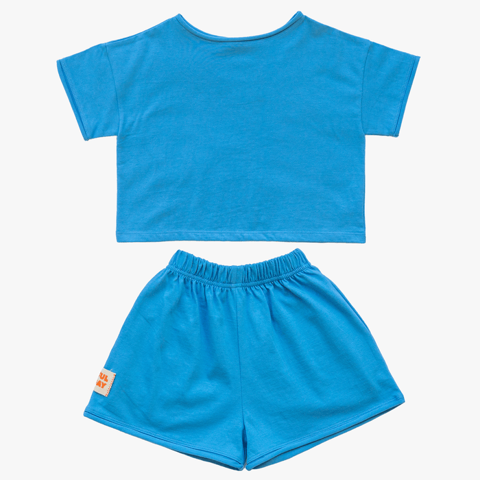 Organic Play Set — Short Sleeve + Shorts in Blue
