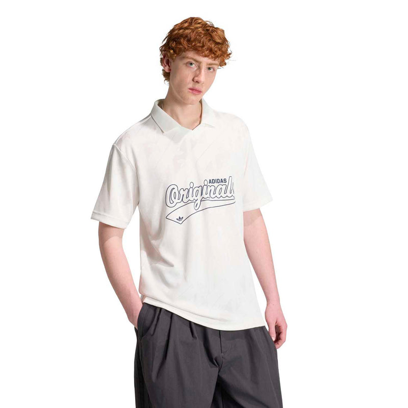 Men's white jacquard polo shirt with Originals logo centered, short sleeves