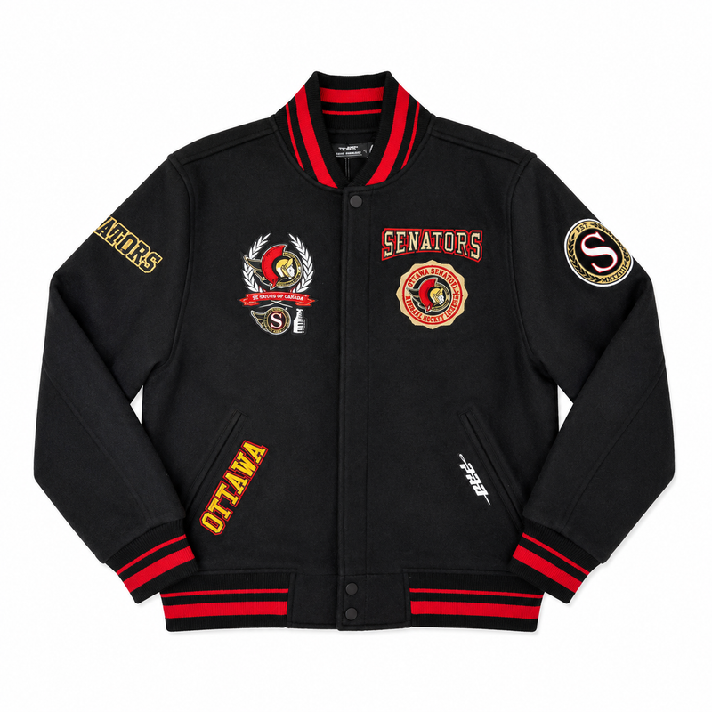 OTTAWA SENATORS "3X STANLEY CUP CHAMPIONS" VARSITY JACKET BLACK / RED