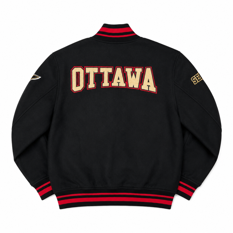 OTTAWA SENATORS "3X STANLEY CUP CHAMPIONS" VARSITY JACKET BLACK / RED
