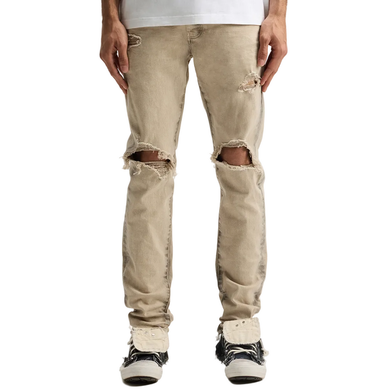 P001 SKINNY COATED SEAM JEANS TAN