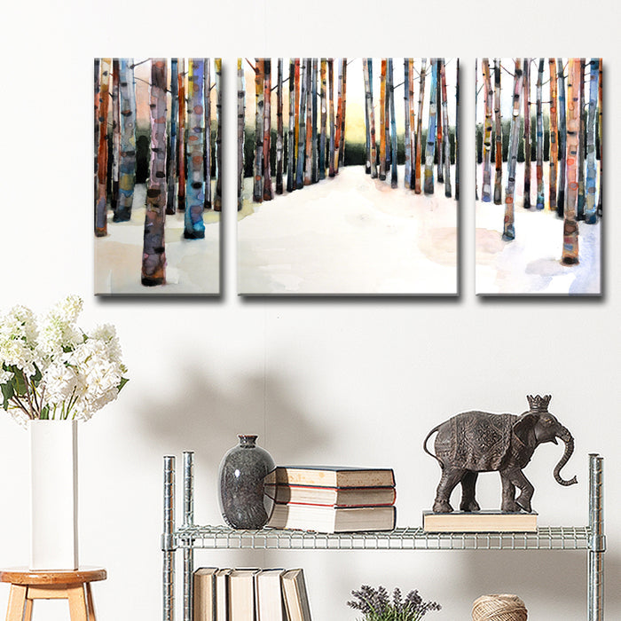 'Painted Winter Grove' 3 Piece Wrapped Canvas Wall Art Set