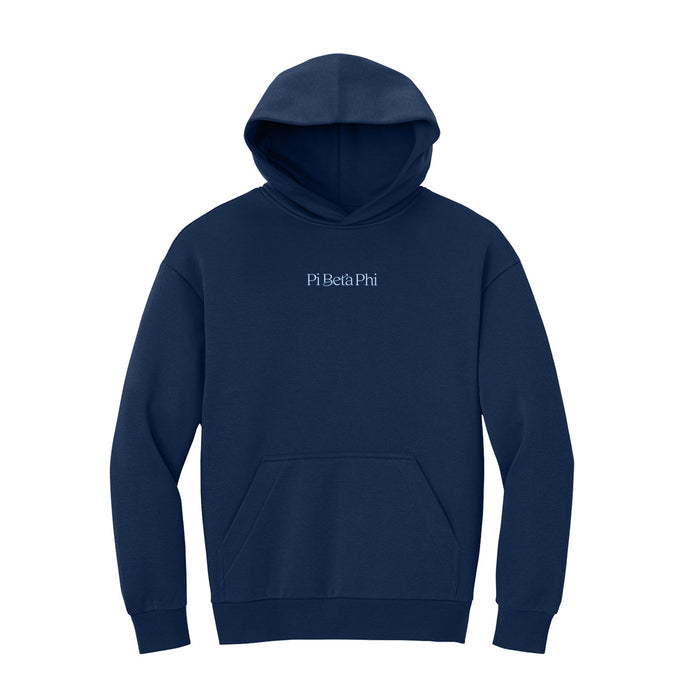 Pi Beta Phi Fave Fit Hoodie - New Logo Wordmark NAVY