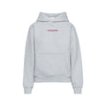 Pi Beta Phi light gray hooded sweatshirt with embroidered wine logo