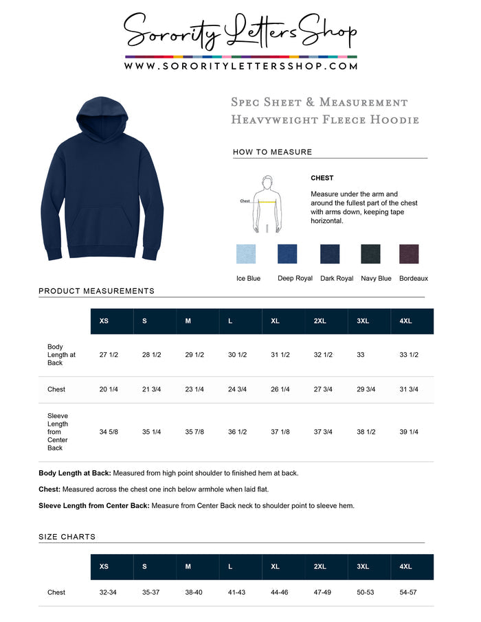 Pi Beta Phi Heavyweight Fleece Hoodie - 1867 Angel Wings