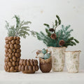 Pine Bough Pattern Stoneware Scalloped Planter/Vase