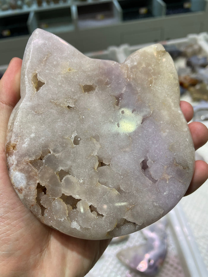 Pink amethyst cat head