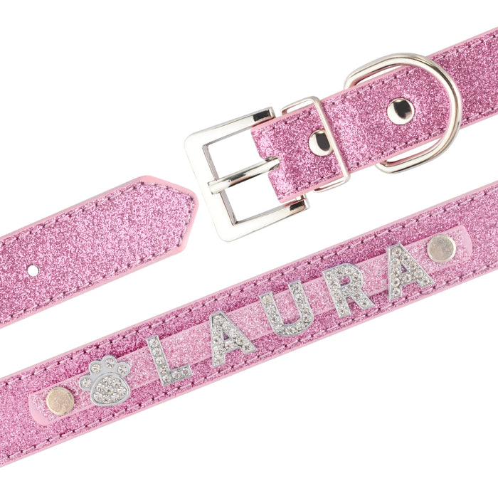 Pink Glittering Personalized Collar - Dogs and Horses
