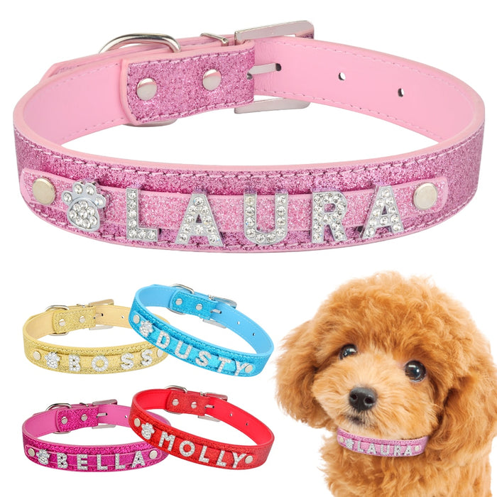 Pink Glittering Personalized Collar - Dogs and Horses