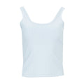 Light blue ribbed women's sport tank top with scoop neck and wide straps