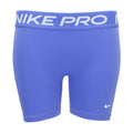 Women's blue 5-inch performance shorts with Nike Pro waistband and front seam