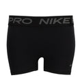 Black Nike Pro DF 3-inch women's compression shorts with elastic waistband logo