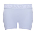 Women's Nike Pro 3" performance shorts, light blue with elastic waistband and small side logo