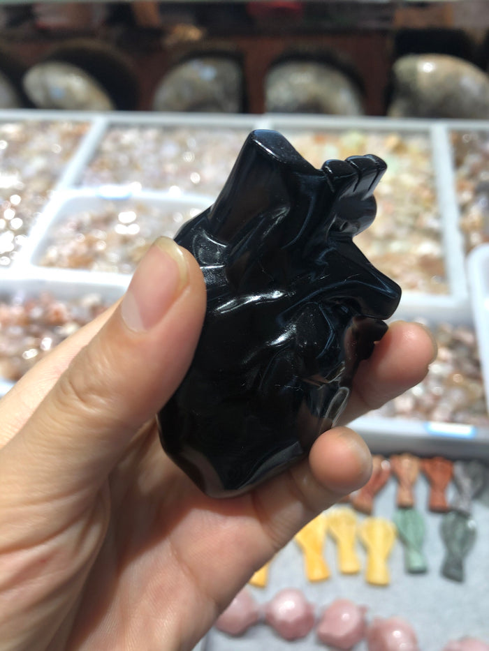 Rainbow obsidian human heart