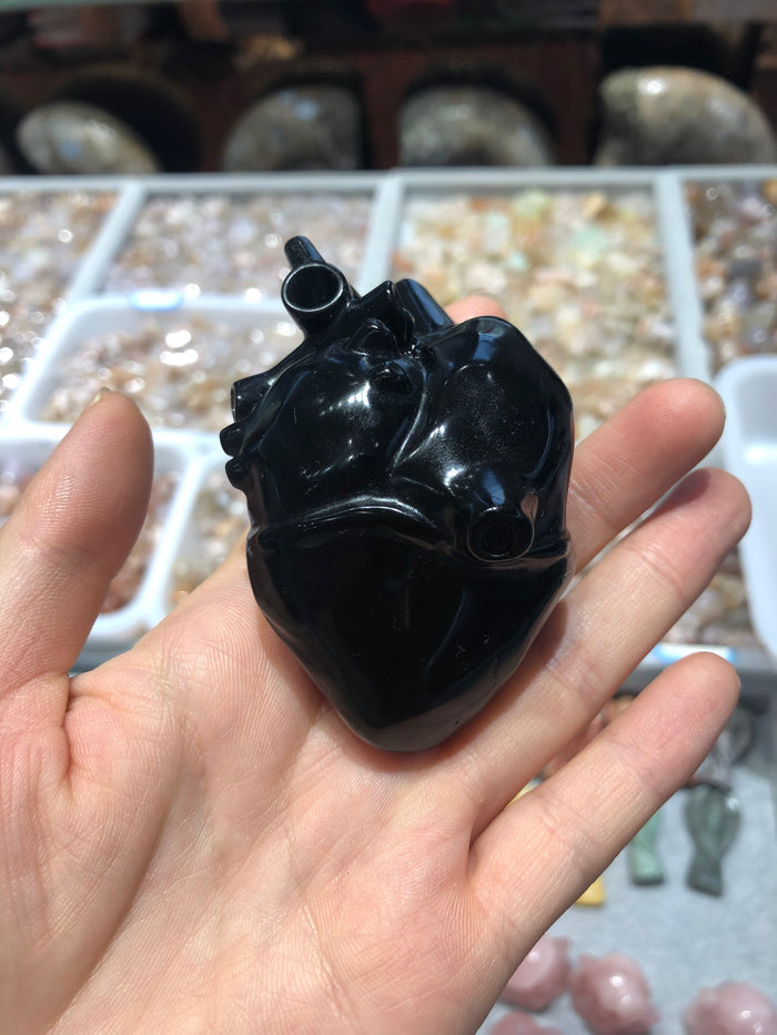 Rainbow obsidian human heart