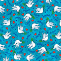 Religious Fabric, Dove Fabric on Blue, 3745 - Beautiful Quilt