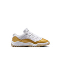 Kids low-top sneakers in white with gold side panel and lace-up design