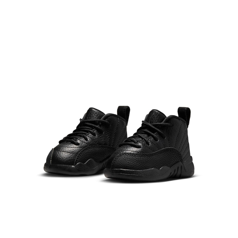 Black toddler high-top sneakers, lace-up with padded collar and rubber outsole