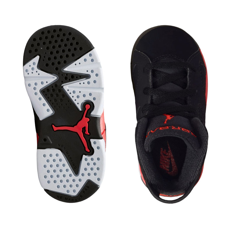 Black toddler high-top sneaker outsole and interior heel view