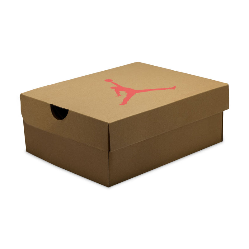 Retro 6 toddler shoes shoebox with red Jumpman-style logo on tan lid