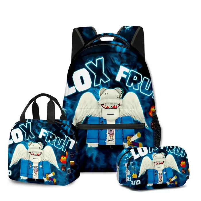 ROBLOX™ 3D Blox Fruits School Set – Backpack, Lunch Bag & Pencil Case for Roblox Fans
