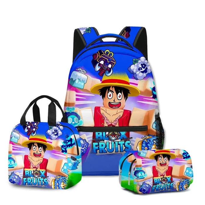 ROBLOX™ 3D Blox Fruits School Set – Backpack, Lunch Bag & Pencil Case for Roblox Fans