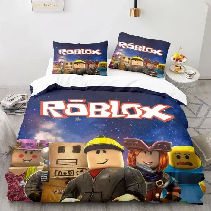 Roblox™ Kids Bedding Set – Colorful Game-Inspired Quilt Cover & Sheet for Dorm or Bedroom