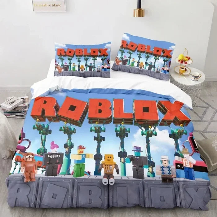 Roblox™ Kids Bedding Set – Colorful Game-Inspired Quilt Cover & Sheet for Dorm or Bedroom