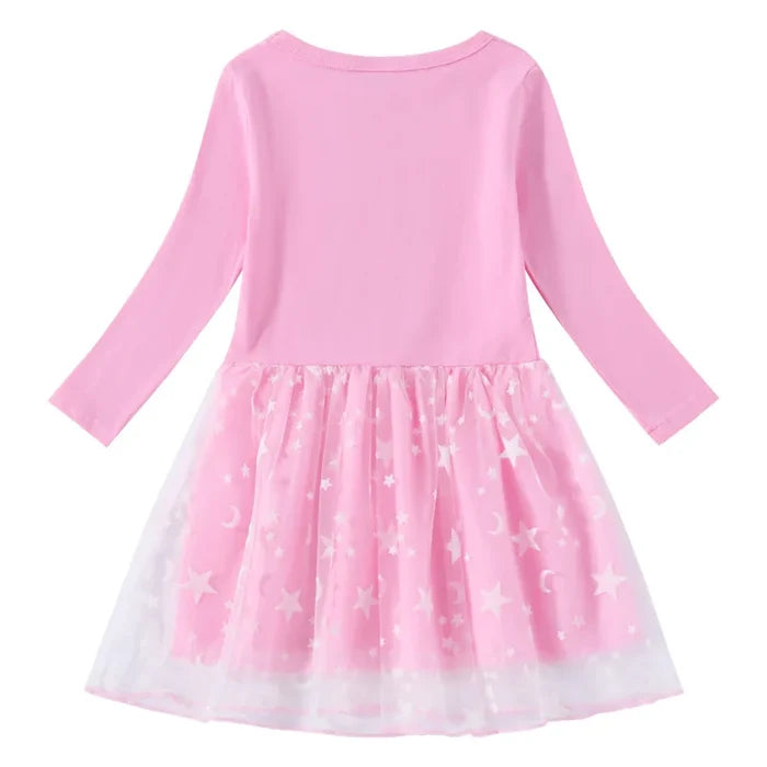 Roblox Princess Dress for Girls – Long Sleeve Cotton Mesh Star & Moon Outfit for Birthdays & Dress-Up