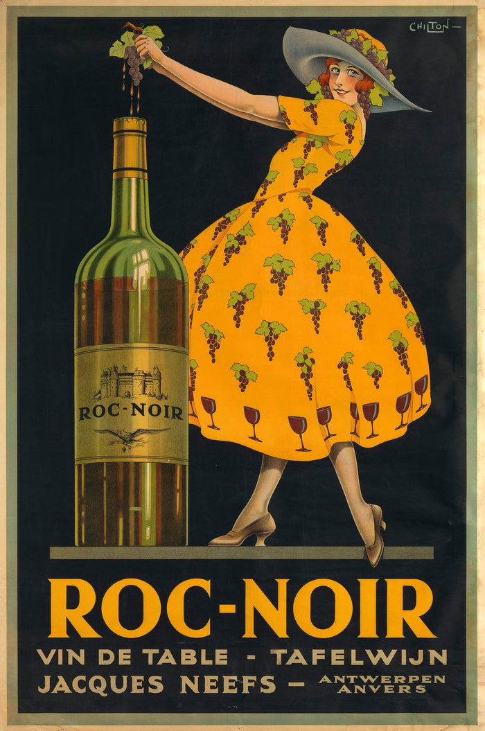 Roc-Noir Vintage Table Wine Poster by John Ernest Chilton, 1920