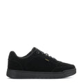 Black lace-up sneakers with low-profile rubber sole