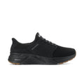 Men's black wide-fit sneaker with knit upper, cushioned sole, SKECHERS branding