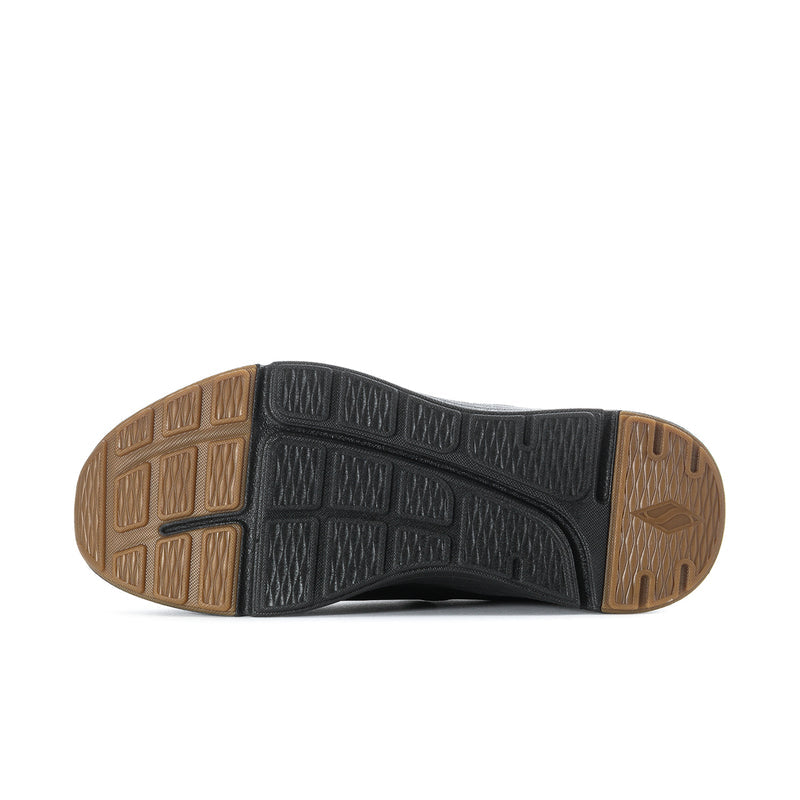 Men's black wide-fit sneaker outsole with brown rubber tread, SKECHERS