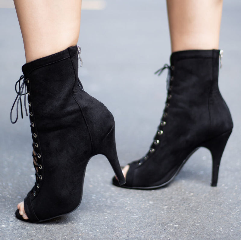 Sierralynn - Black Vegan Suede - Street Sole (Amazon Test Product)