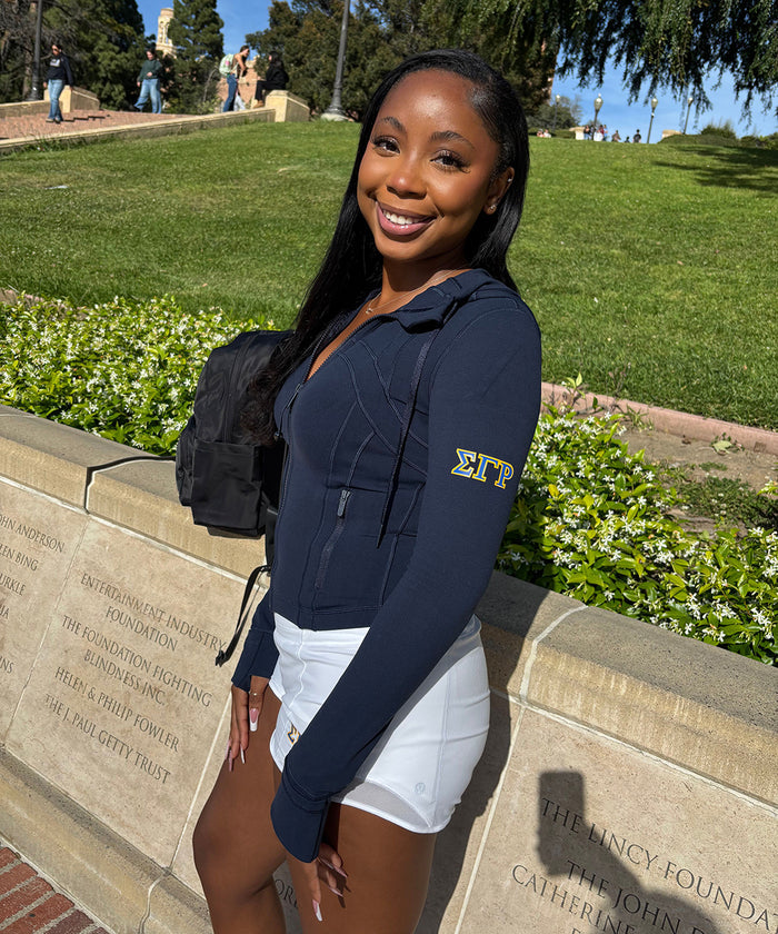 Sigma Gamma Rho lululemon Define Cropped Hooded Jacket Nulu - NAVY
