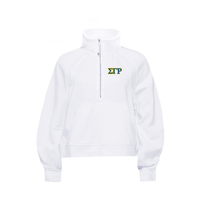 Sigma Gamma Rho lululemon Scuba Oversized Funnel Neck Half Zip - White
