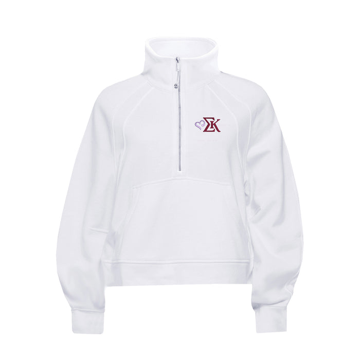 Sigma Kappa lululemon Scuba Oversized FUNNEL-Neck Half Zip - White SK Heart Logo