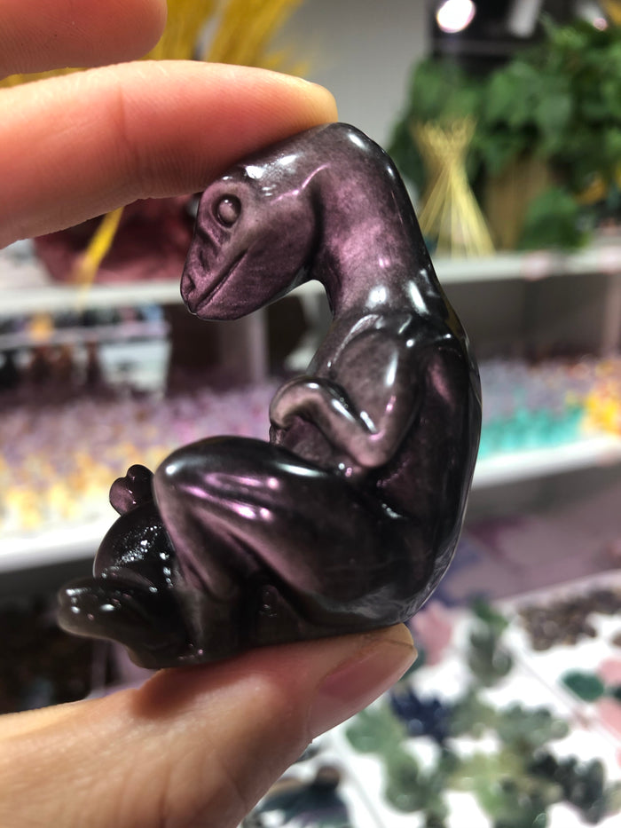Silver obsidian dinosaur