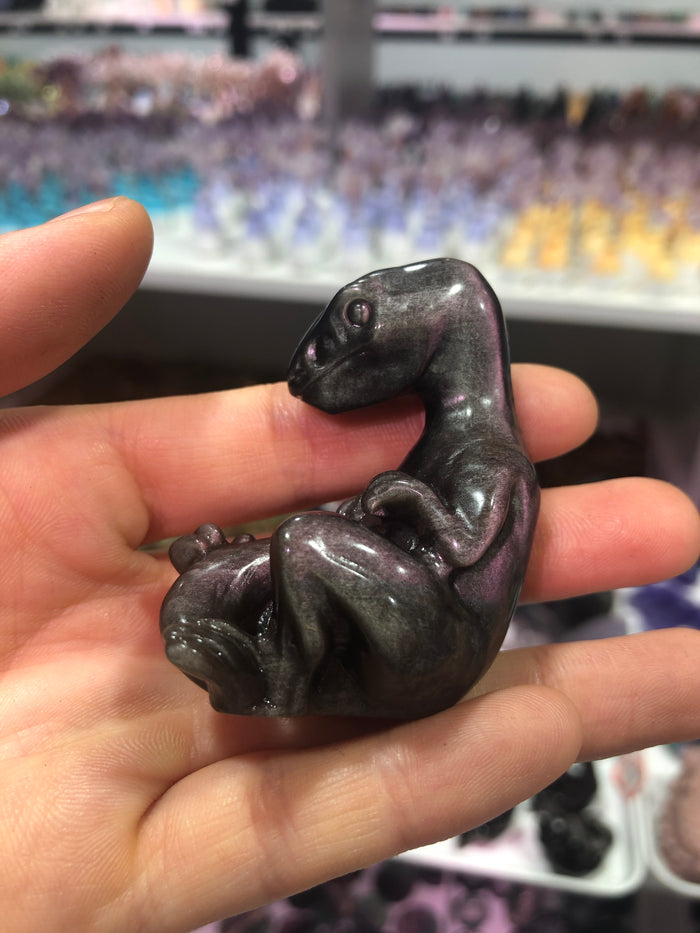 Silver obsidian dinosaur