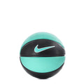 Mini basketball with black and turquoise panels, white Nike swoosh logo