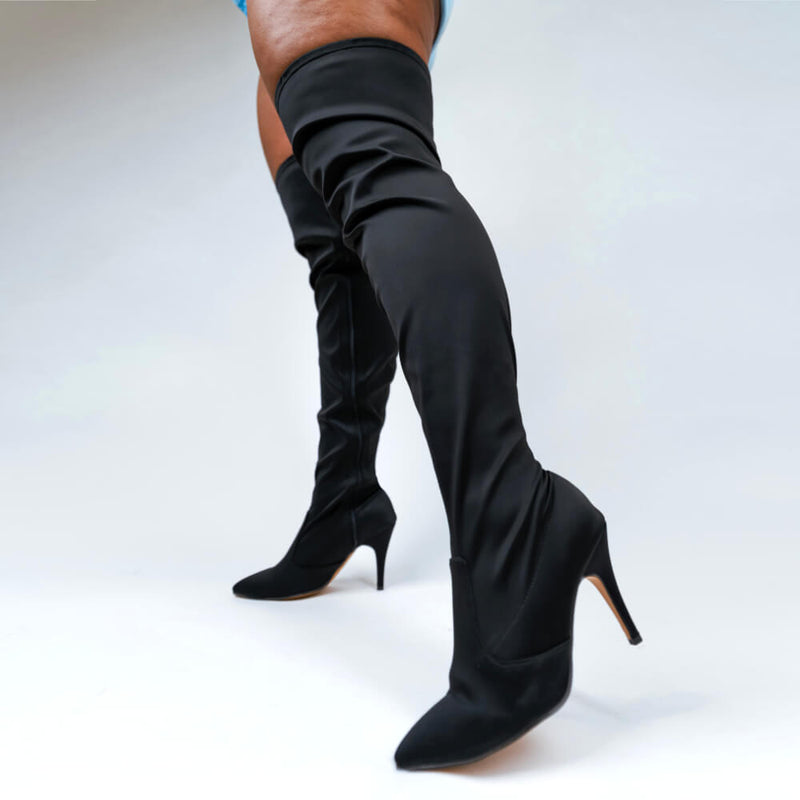 Skye Size Inclusive - Black Lycra - Street Sole - Thigh Variant Three