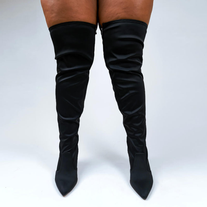 Skye Size Inclusive - Black Lycra - Street Sole - Thigh Variant Three