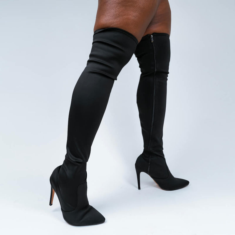 Skye Size Inclusive - Black Lycra - Street Sole - Thigh Variant Two